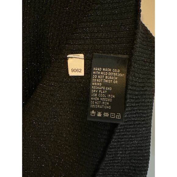 August Silk Beaded Embellished Silk Blend Scoop Neck Metallic Black Top Size 2X - Picture 9 of 10